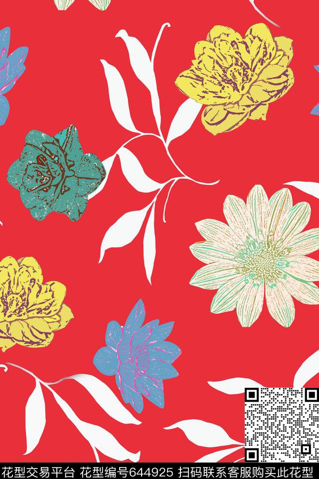2016-6-5多彩花卉2.jpg - 644925 - 花卉 传统 女装 - 传统印花花型 － 女装花型设计 － 瓦栏