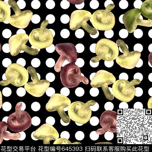 蘑菇大圆点分层2.jpg - 645393 - 时尚流行 蘑菇 圆点 - 数码印花花型 － 女装花型设计 － 瓦栏