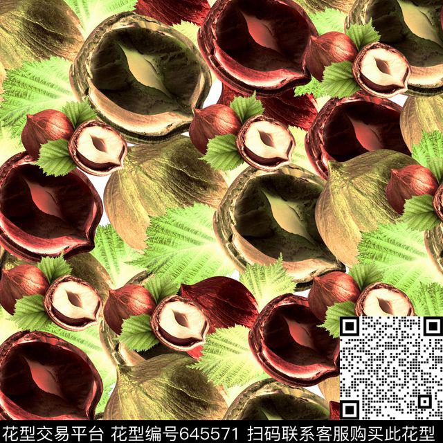 坚果002.jpg - 645571 - 蔬菜水果 时尚流行 水果 - 数码印花花型 － 男装花型设计 － 瓦栏