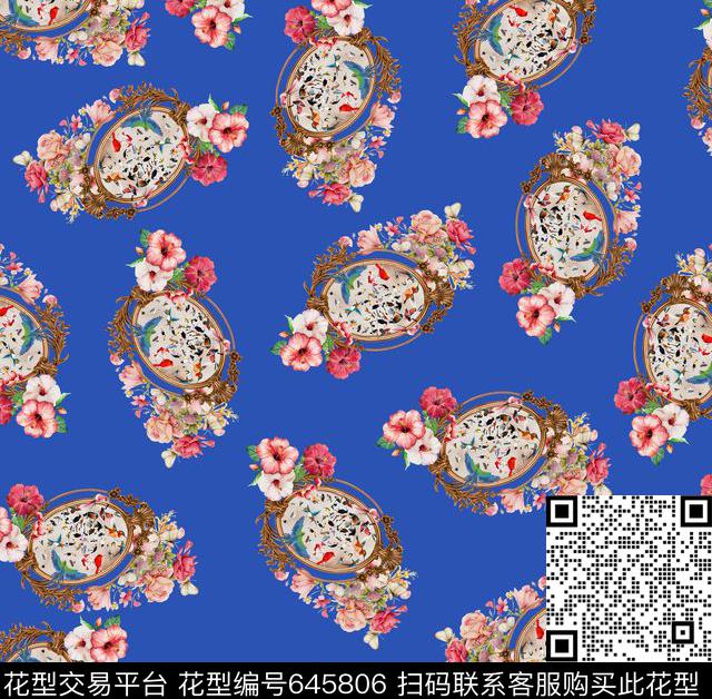 122-1.jpg - 645806 - 手绘花卉组合 花卉 - 数码印花花型 － 女装花型设计 － 瓦栏