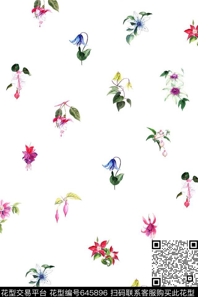 6609.jpg - 645896 - 清新小花组合 花朵 小碎花 - 数码印花花型 － 女装花型设计 － 瓦栏