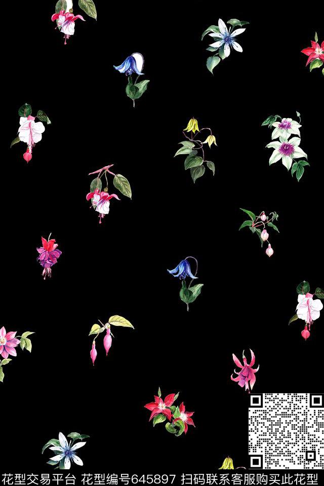 6609-1.jpg - 645897 - 清新小花组合 花朵 小碎花 - 数码印花花型 － 女装花型设计 － 瓦栏