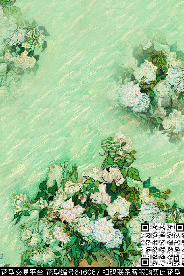 梵高油画.jpg - 646067 - 乱花 油画花卉 花朵 - 数码印花花型 － 女装花型设计 － 瓦栏