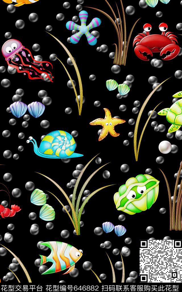 0606a2.jpg - 646882 - 海底动物 动物 鱼 - 数码印花花型 － 童装花型设计 － 瓦栏