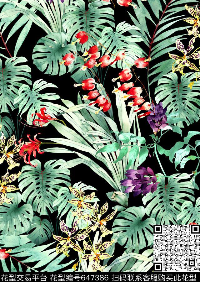 0610（热带雨林）.jpg - 647386 - 大花 花卉 热带 - 数码印花花型 － 女装花型设计 － 瓦栏