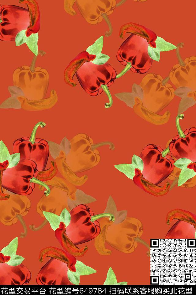 蔬菜水果辣椒2.jpg - 649784 - 蔬菜水果 辣椒 - 数码印花花型 － 女装花型设计 － 瓦栏
