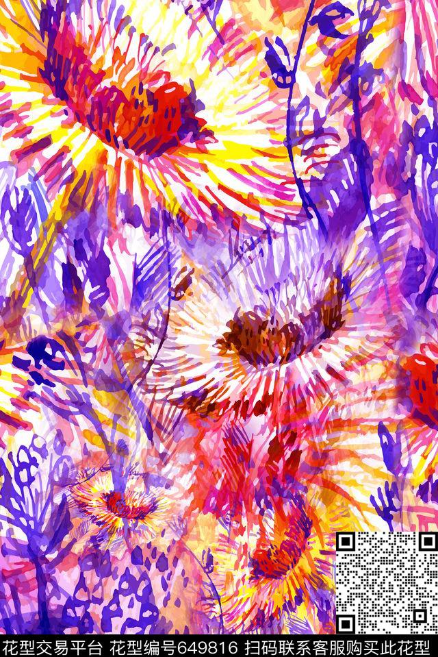7-2.jpg - 649816 - 女装 向日葵 花卉 - 数码印花花型 － 女装花型设计 － 瓦栏