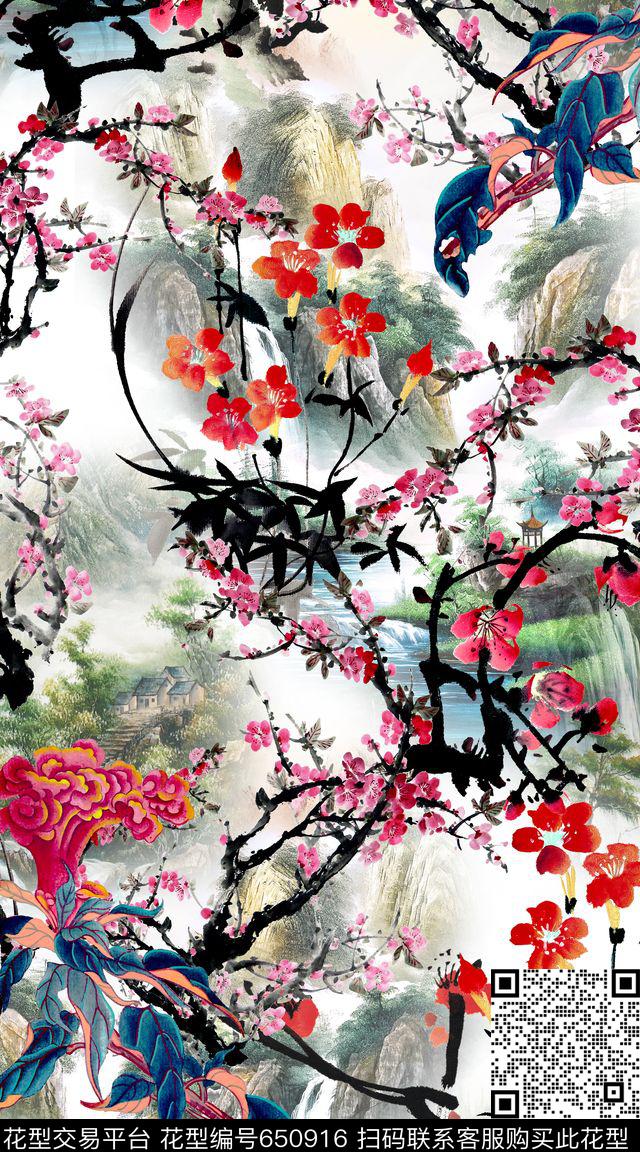 S-159.jpg - 650916 - 创意 工笔 中国风 - 数码印花花型 － 女装花型设计 － 瓦栏