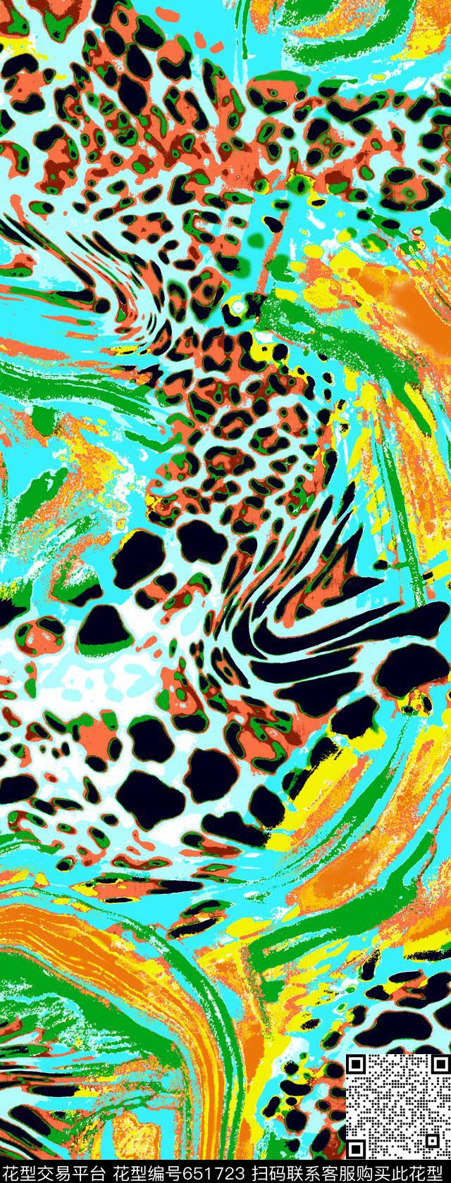 06222.tif - 651723 - 清晰大牌 豹点 豹纹 - 传统印花花型 － 泳装花型设计 － 瓦栏