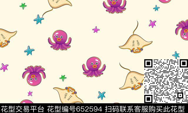ED0619 副本.jpg - 652594 - 卡通 纯色底 章鱼 - 传统印花花型 － 童装花型设计 － 瓦栏