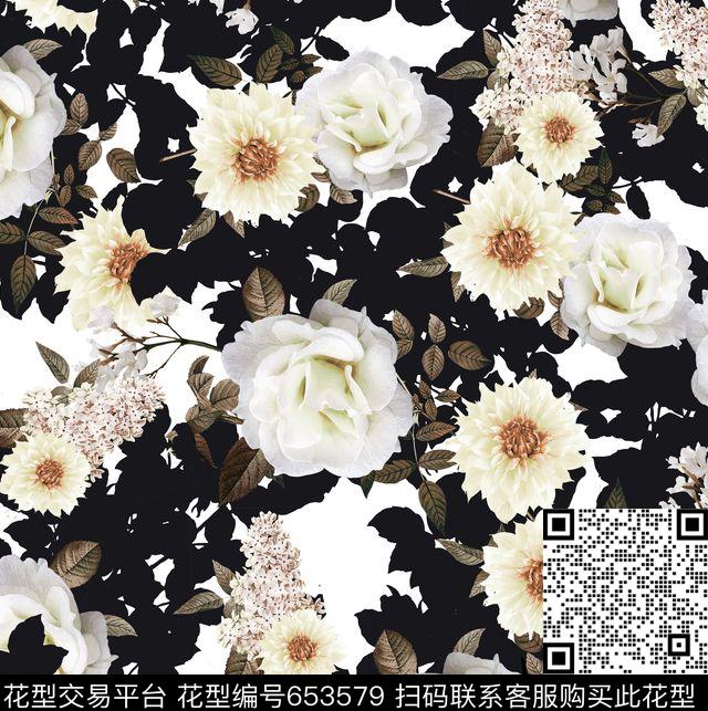 0011-B.jpg - 653579 - 玫瑰 花卉 花朵 - 数码印花花型 － 女装花型设计 － 瓦栏