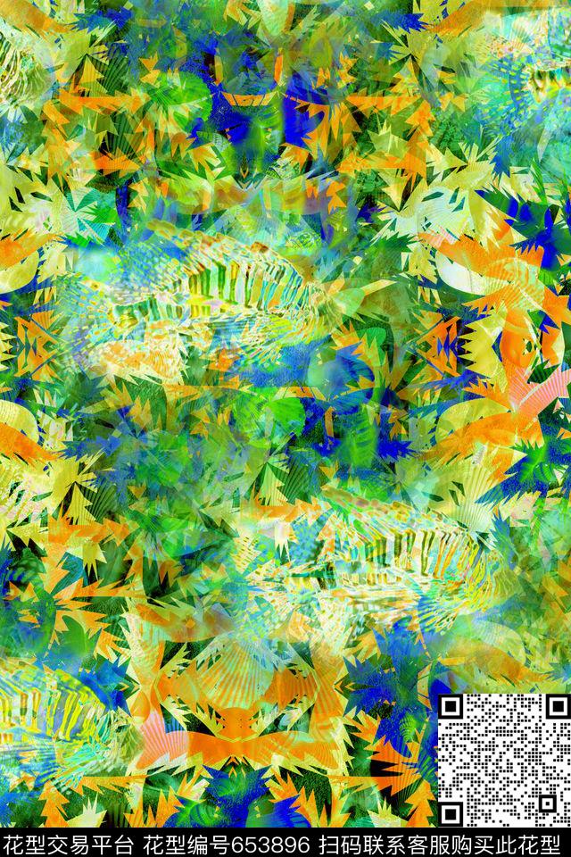 叶子鱼纹理1.jpg - 653896 - 叶子 动物纹 男装 - 数码印花花型 － 男装花型设计 － 瓦栏