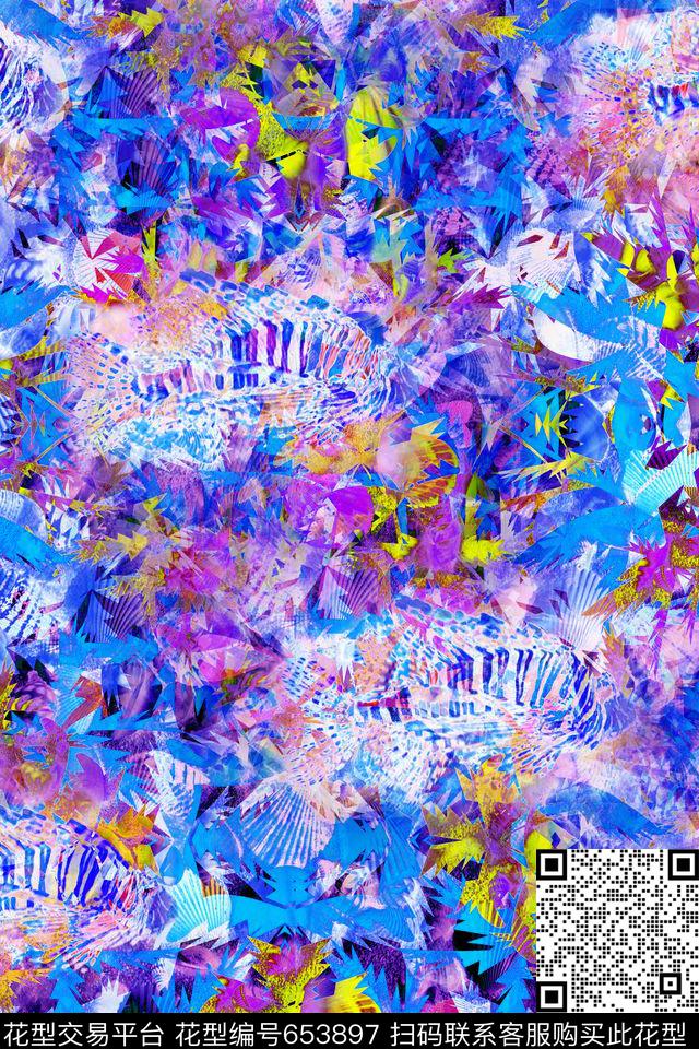 叶子鱼纹理2.jpg - 653897 - 叶子 动物纹 男装 - 数码印花花型 － 男装花型设计 － 瓦栏