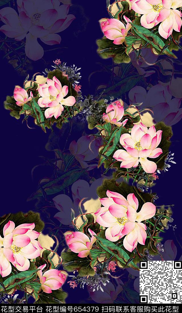 623-1.jpg - 654379 - 旗袍花 复古 定位花 - 数码印花花型 － 女装花型设计 － 瓦栏