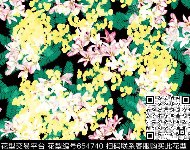 小碎花-B.jpg - 654740 - 雨林密踪 清新小碎花 柠檬花 - 数码印花花型 － 女装花型设计 － 瓦栏