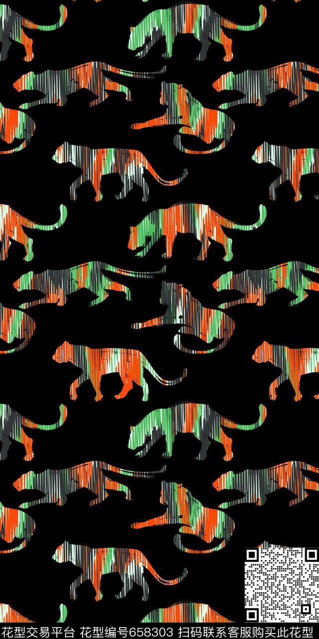 迷彩扎染动物猎豹.jpg - 658303 - 迷彩 扎染 动物 - 数码印花花型 － 女装花型设计 － 瓦栏