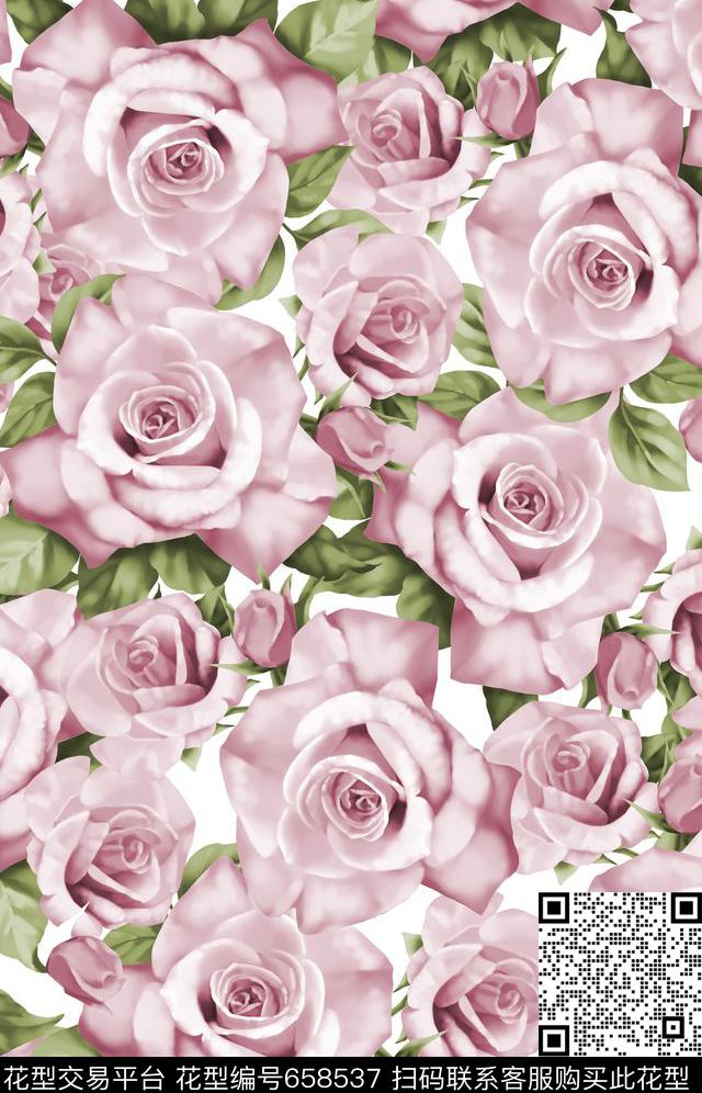 JPEG-06.jpg - 658537 - 手绘玫瑰花 水彩玫瑰花 高档玫瑰 - 数码印花花型 － 女装花型设计 － 瓦栏