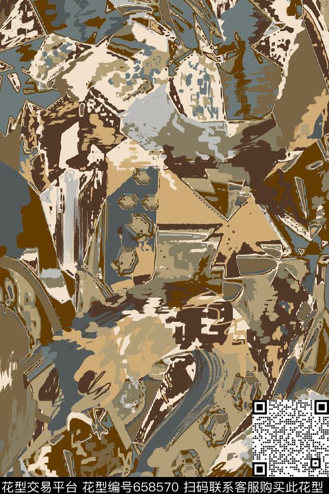 涂鸦-1.jpg - 658570 - 不规则几何 色块 军装迷彩 - 传统印花花型 － 男装花型设计 － 瓦栏