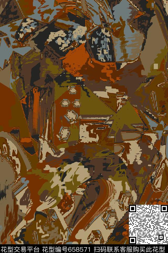 涂鸦-2.jpg - 658571 - 不规则几何 色块 军装迷彩 - 传统印花花型 － 男装花型设计 － 瓦栏