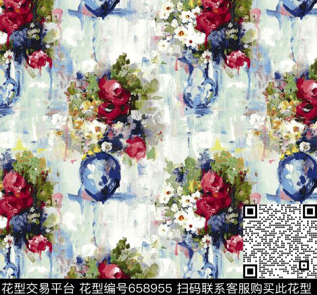 0627油画.jpg - 658955 - 花瓶 花卉 油画 - 数码印花花型 － 墙纸花型设计 － 瓦栏
