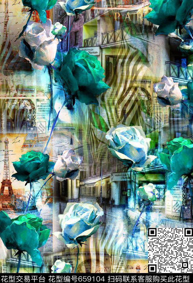 780-2.jpg - 659104 - 花卉 油画花卉 条纹 - 数码印花花型 － 女装花型设计 － 瓦栏