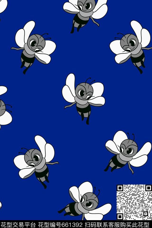 蜜蜂-1#.jpg - 661392 - 分色 婴童 卡通 - 传统印花花型 － 童装花型设计 － 瓦栏