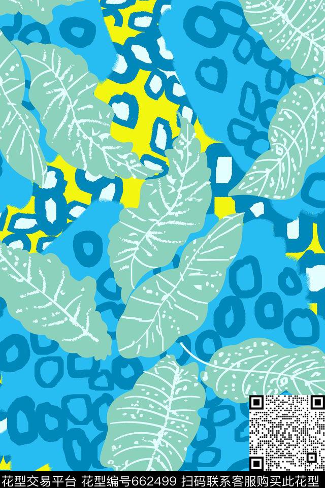 男泳-1.jpg - 662499 - 分色 热带 树叶 - 传统印花花型 － 泳装花型设计 － 瓦栏