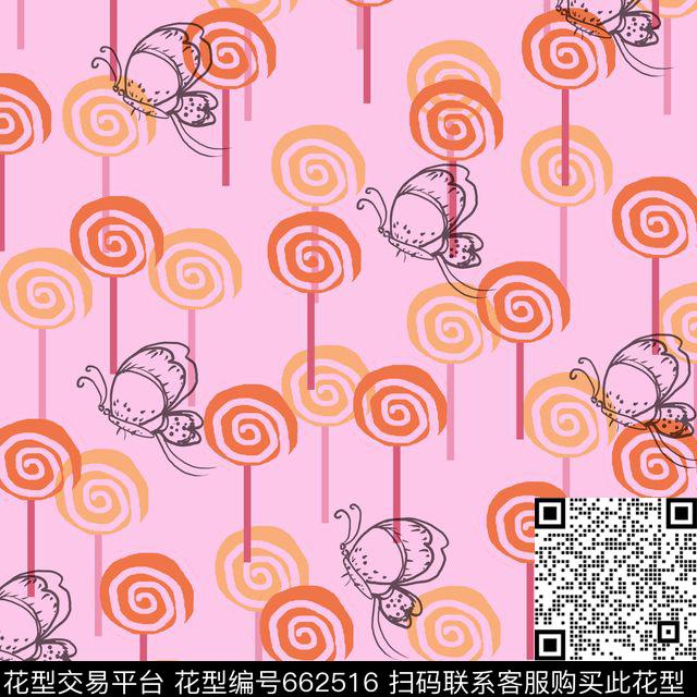 2016723.jpg - 662516 - 简约棒棒糖 蝴蝶 - 传统印花花型 － 女装花型设计 － 瓦栏
