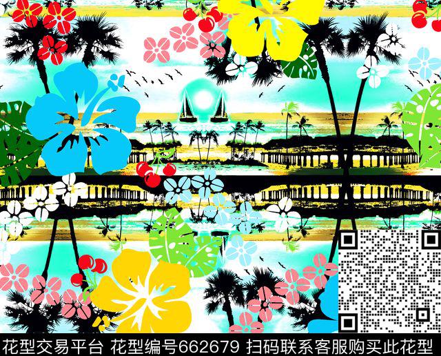 06236.tif - 662679 - 花卉 沙滩裤 沙滩花 - 传统印花花型 － 泳装花型设计 － 瓦栏