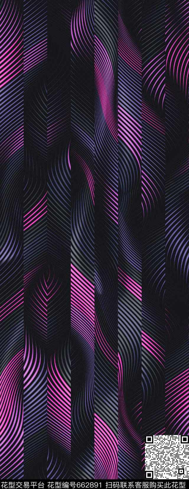 波纹泳装-b.jpg - 662891 - 条纹数码科技泳装 炫彩条纹 几何分割条纹数码 - 数码印花花型 － 泳装花型设计 － 瓦栏