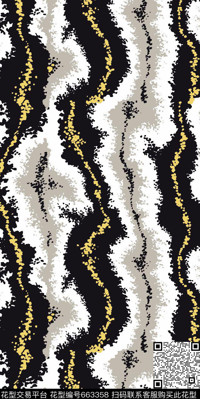 时尚抽象肌理.tif - 663358 - 民族风 抽象泥点条纹 裤装 - 传统印花花型 － 女装花型设计 － 瓦栏