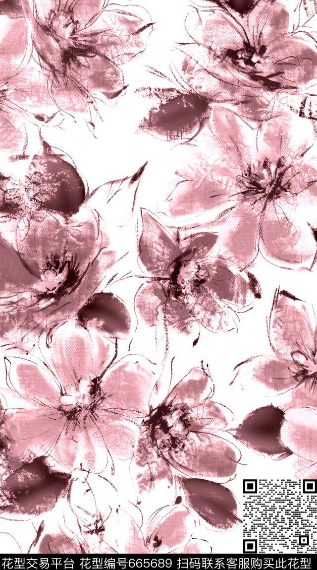 D-548-1.jpg - 665689 - 手绘花卉 花朵 花卉 - 传统印花花型 － 女装花型设计 － 瓦栏
