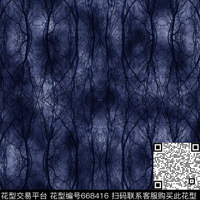 ED0054.jpg - 668416 - 树枝 纹理 抽象 - 数码印花花型 － 男装花型设计 － 瓦栏