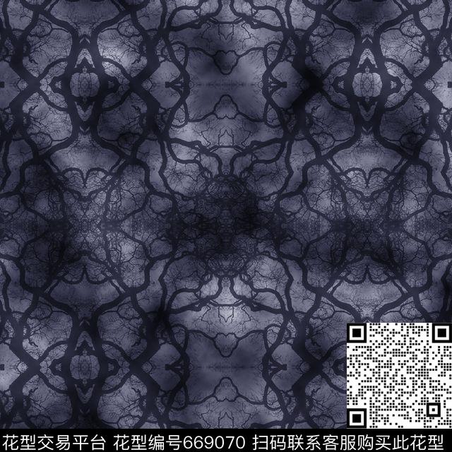 ED0055.jpg - 669070 - 抽象 纹理 暗黑 - 数码印花花型 － 男装花型设计 － 瓦栏