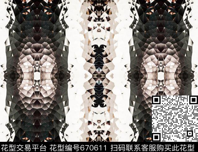 菱形蛇纹.jpg - 670611 - 几何菱形 创意条纹 蛇纹 - 数码印花花型 － 女装花型设计 － 瓦栏