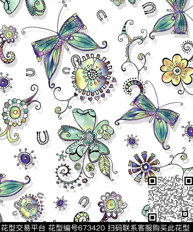 Morning-061716-LSN.tif - 673420 - 几何 花朵 蝴蝶 - 数码印花花型 － 沙发布花型设计 － 瓦栏