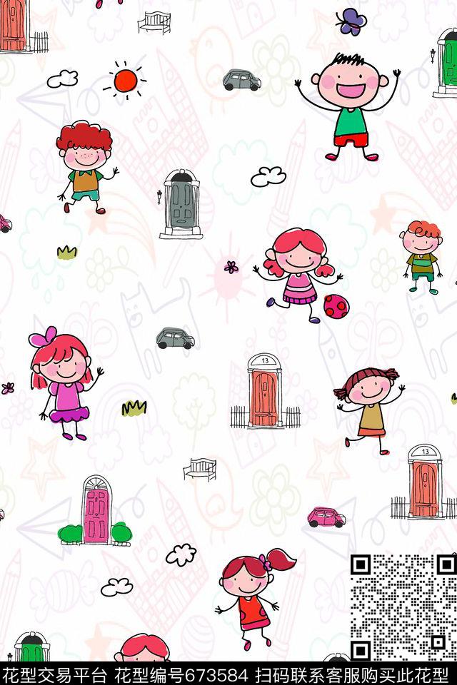 ML393副本-1.jpg - 673584 - 儿童画 小人 趣味 - 传统印花花型 － 童装花型设计 － 瓦栏