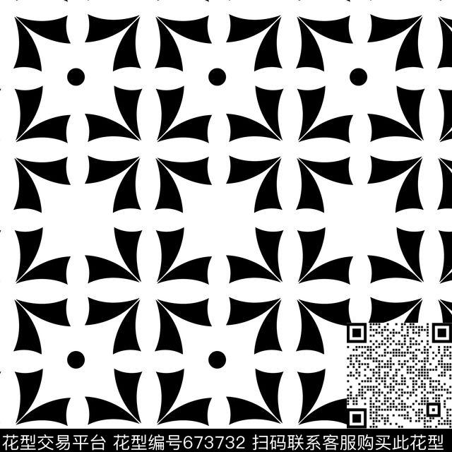 3合并.tif - 673732 - 不规则几何 十字 菱形 - 传统印花花型 － 窗帘花型设计 － 瓦栏