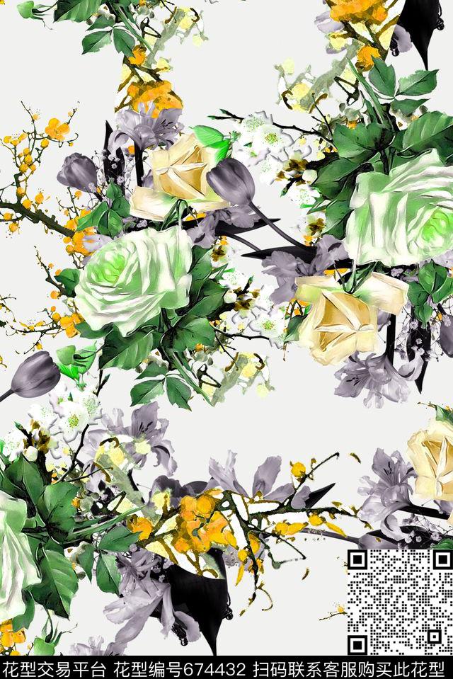 7203-4.jpg - 674432 - 郁金香 面料花 花卉 - 数码印花花型 － 女装花型设计 － 瓦栏