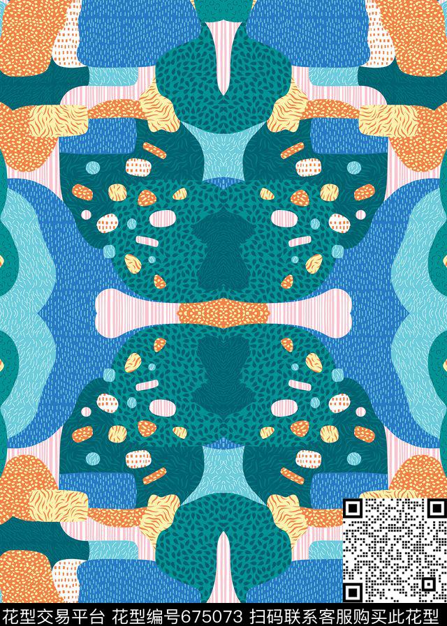 张卓荣-人与大自然.jpg - 675073 - 纹理 彩色 色块 - 传统印花花型 － 女装花型设计 － 瓦栏
