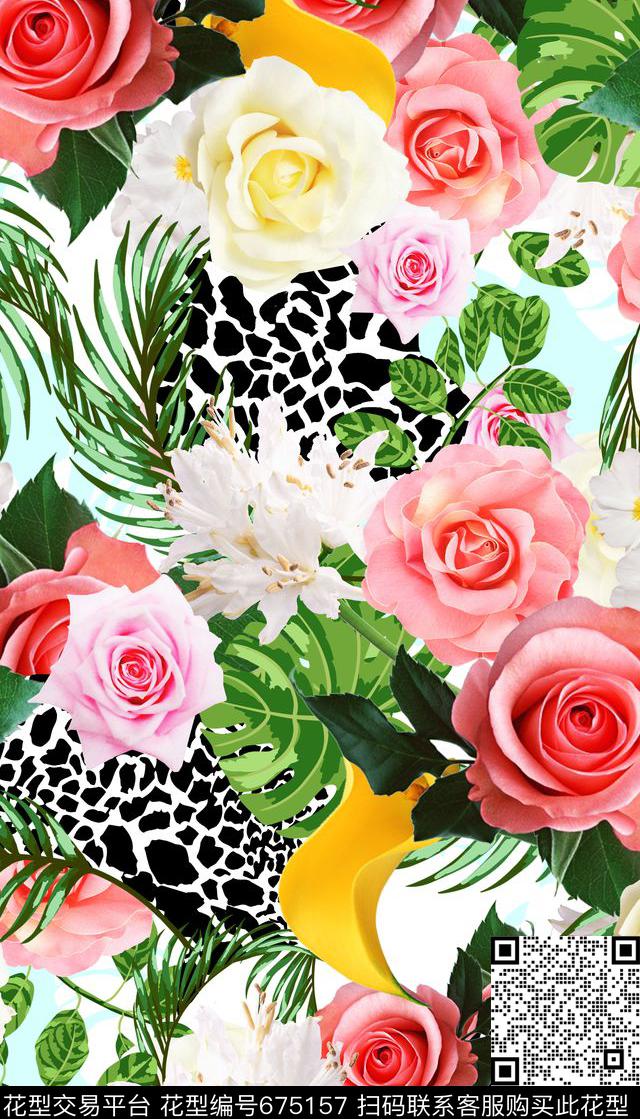 image.jpeg - 675157 - 花卉 玫瑰 豹纹 - 数码印花花型 － 女装花型设计 － 瓦栏
