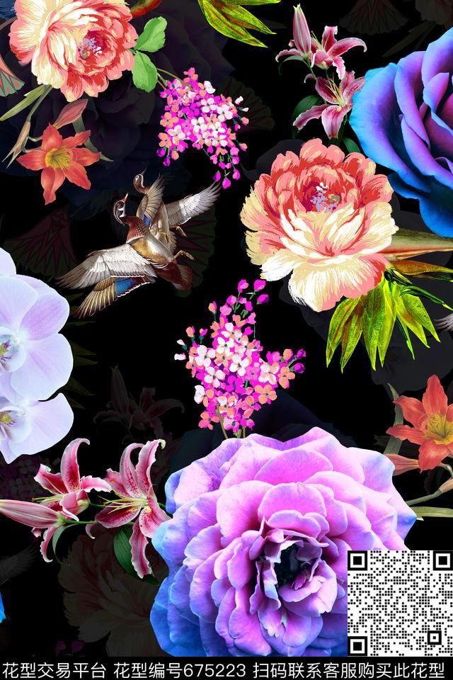 YC1294.jpg - 675223 - 女装 花卉 鸟 - 数码印花花型 － 女装花型设计 － 瓦栏