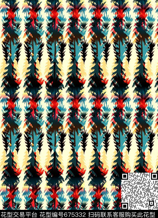 丛林1.jpg - 675332 - 花纹 树木 男女服装 - 数码印花花型 － 女装花型设计 － 瓦栏