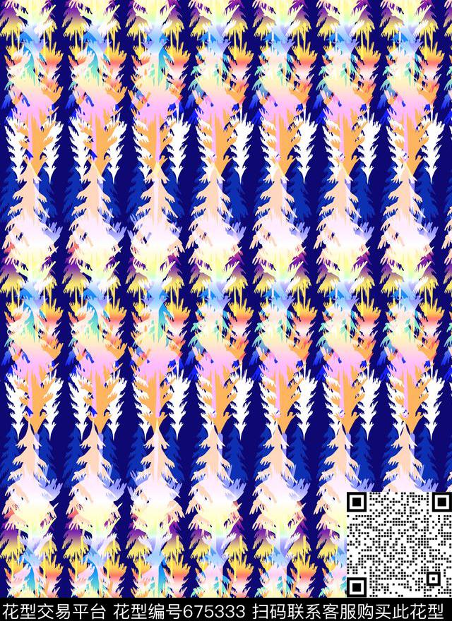 丛林2.jpg - 675333 - 花纹 树木 男女服装 - 数码印花花型 － 女装花型设计 － 瓦栏