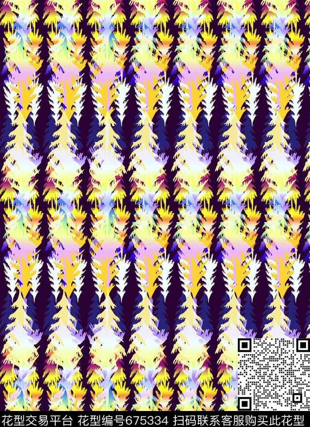 丛林3.jpg - 675334 - 花纹 树木 男女服装 - 数码印花花型 － 女装花型设计 － 瓦栏