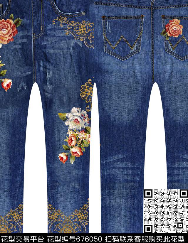 5SYD9-21FJF.jpg - 676050 - 定位牛仔裤 - 数码印花花型 － 女装花型设计 － 瓦栏