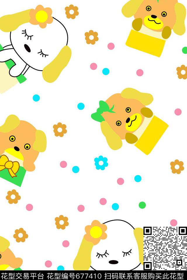 狗狗-3.jpg - 677410 - 分色 动漫 卡通 - 传统印花花型 － 童装花型设计 － 瓦栏