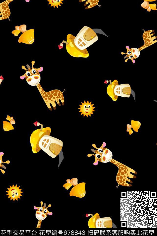 ML403副本.jpg - 678843 - 儿童画 长颈鹿 太阳 - 传统印花花型 － 童装花型设计 － 瓦栏