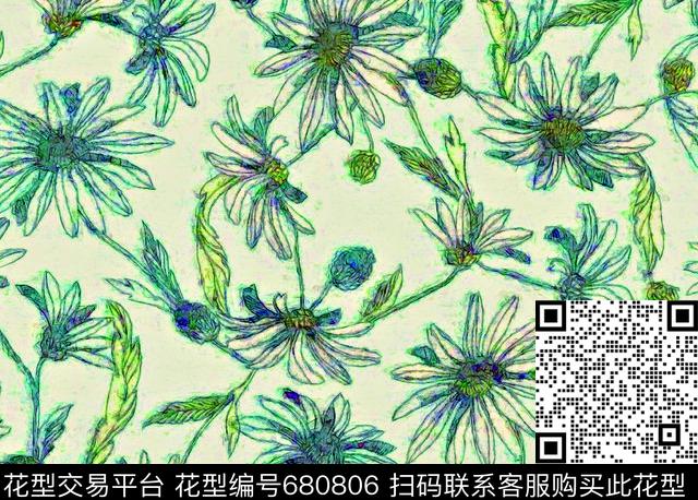布衣02.tif - 680806 - 花奔 - 数码印花花型 － 窗帘花型设计 － 瓦栏