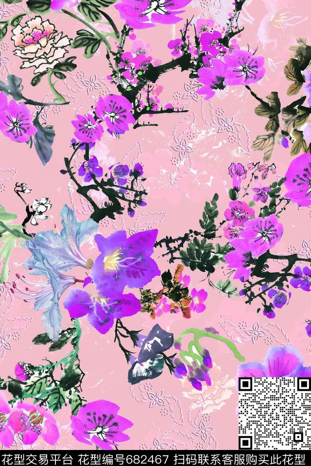 YC1312-1.jpg - 682467 - 女装 花卉 中国风 - 数码印花花型 － 女装花型设计 － 瓦栏